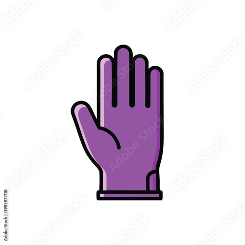 Purple disposable nitrile glove vector illustration.