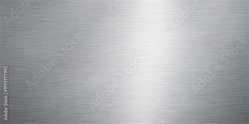 A shiny stainless steel plate with a brushed metal texture creates an industrial silver aluminum surface pattern, serving as a sleek metallic gray backdrop and material wallpaper