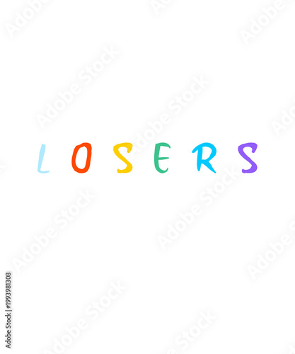 Aesthetic Typography Losers Design | Minimalist Word Art Logo, Urban Crest Team Logo Style, Premium Lettering Art for Graphic Tee, Hoodie, Poster & Black Background Design