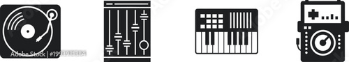 Music production icons set