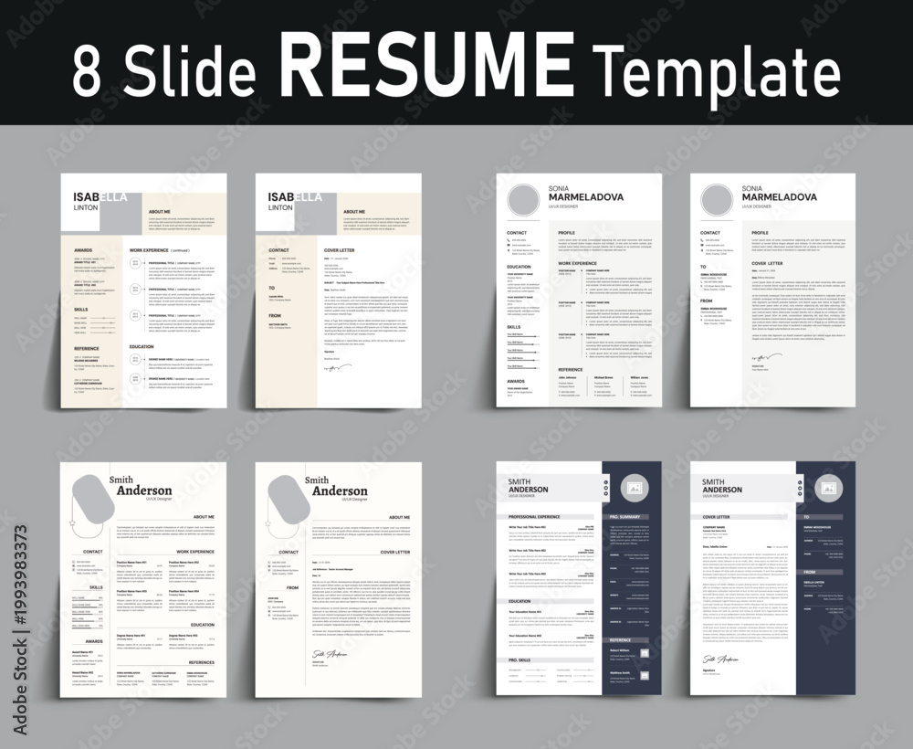 Obraz premium Professional Resume Bundle Template Design with Modern CV and Cover Letter