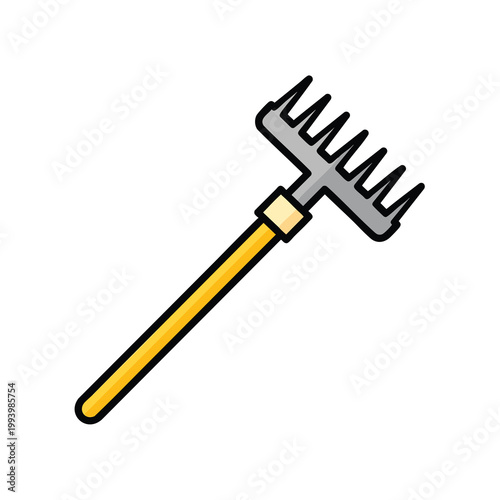 A flat vector illustration of a garden rake icon.
