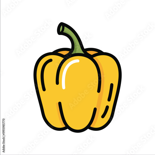 A vibrant yellow bell pepper icon vector illustration.