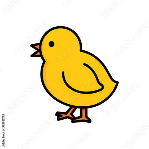 Cute yellow baby chicken illustration isolated on white background.