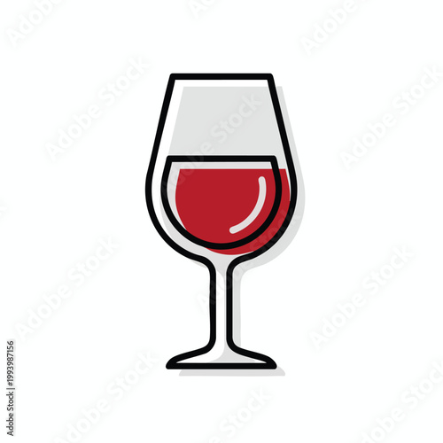 Minimalist red wine glass vector icon illustration.
