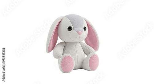 Cute White and Pink Plush Bunny Toy