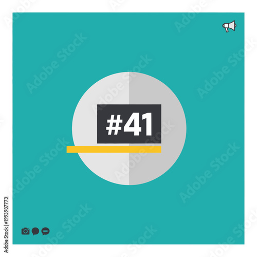 Number 41 Flat Vector Icon - Professional Graphic Design for Ranking, Milestones, and Social Media Marketing