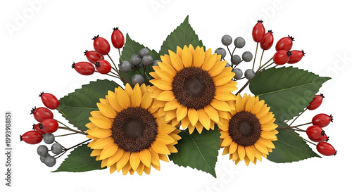 Sunflower and Berry Arrangement