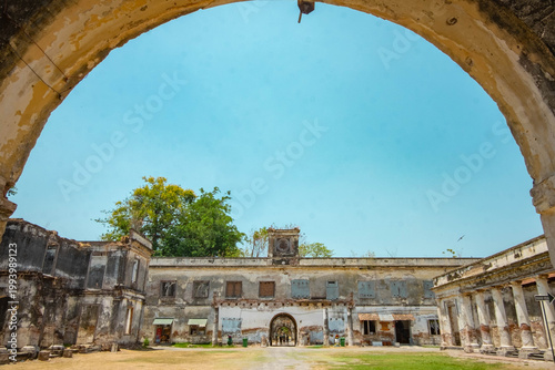 Obraz na płótnie Wide Courtyard of Van den Bosch Fort Seen Through Large Archway, Ngawi, East Jav