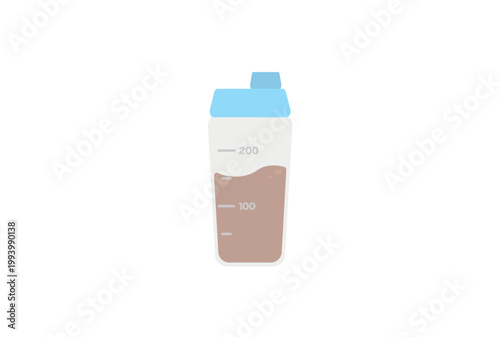 ココア味のプロテインが入ったシェイカー