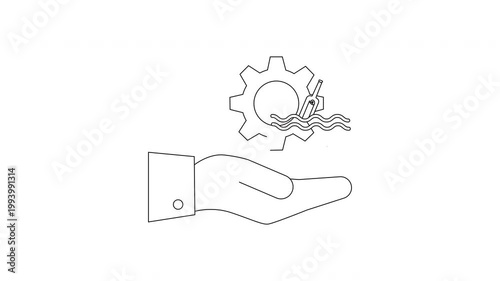 Hand Holding Gear with Water Flowing Through.