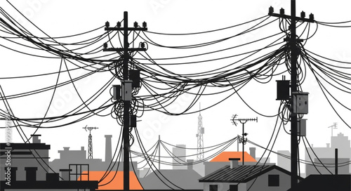Complex Network of Electrical Wires and Poles in Urban Setting.