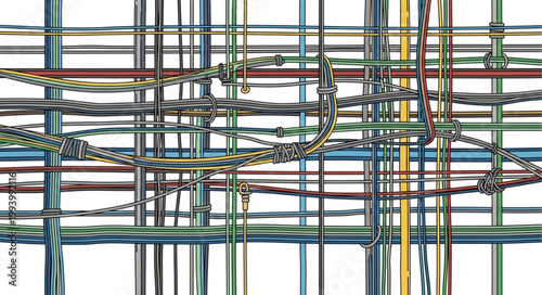 Complex Network of Intertwined Wires and Cables.
