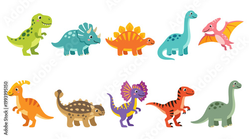 Cute Dinosaur Collection: Cartoon Vector Art, Kids Illustration