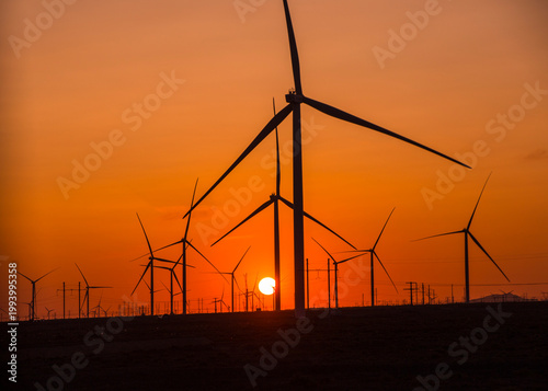 Wind Power Equipment on the Gobi Desert in Xinjiang China