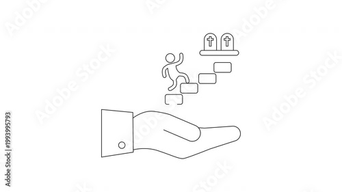 Hand holding a person climbing stairs towards success and opportunity.