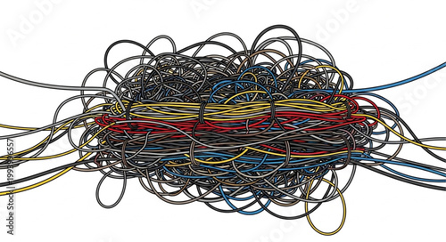 Tangled Mess of Electrical Wires and Cables.