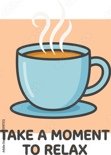 A steaming light blue coffee cup.