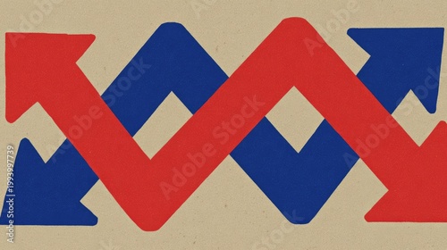 reprisal. A sharp red arrow deflecting a blue arrow on a neutral background. event key visuals, club posters, designed for fitness apps and gym onboarding.