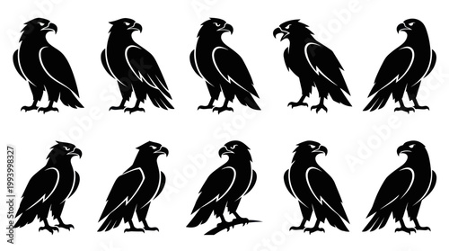 Collection of Black Silhouette Eagle Vector Glyphs - Nature, Strength  Freedom Symbolism