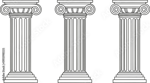 Classical architectural columns a trio of doric ionic and corinthian styles