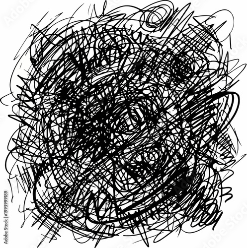 Black scribbles on white background.