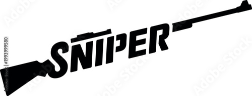 Silhouette of a sniper rifle with scope on a white background, minimalistic vector illustration