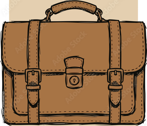 Brown leather business briefcase handbag.