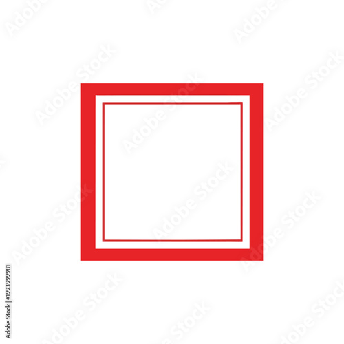 Minimalist red square frame with thin inner border on white background.