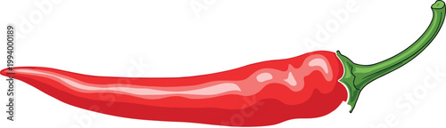 Red chili pepper isolated on white background fresh spicy vegetable illustration