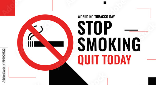 World No Tobacco Day Poster Flat Design Vector Illustration
