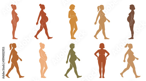Pregnant Woman Silhouettes Collection: Motherhood, Health, Body Diversity