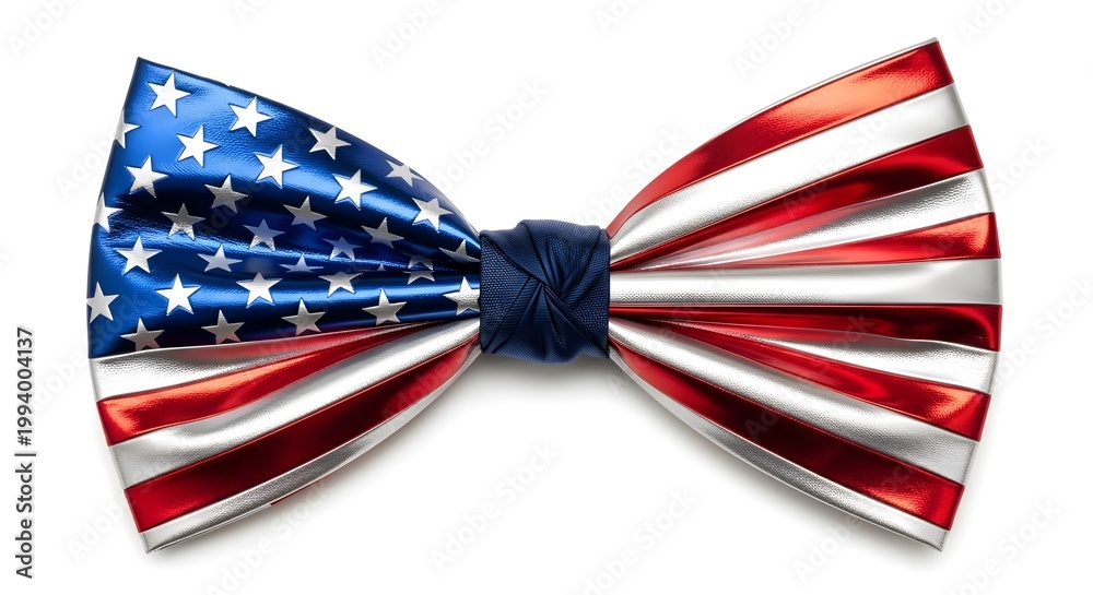 Fototapeta premium Patriotic american flag bow tie isolated on white background