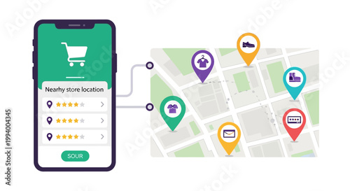 Navigating urban landscapes to locate preferred retail outlets and services using mobile device applications and digital mapping technology