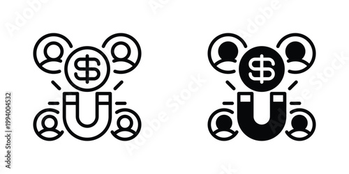 Magnet Vector Line Icon for marketing and science