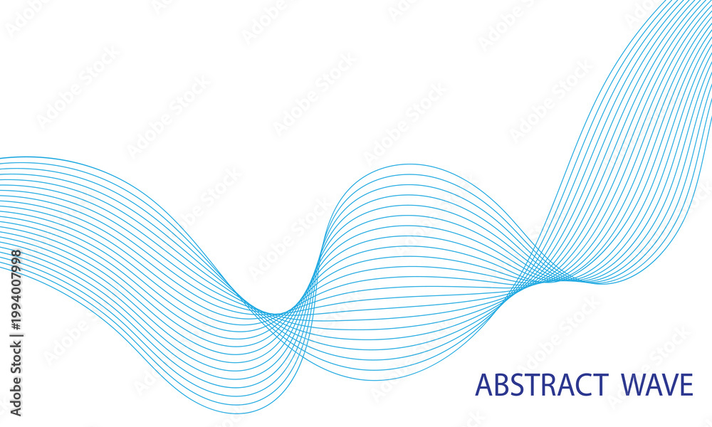 Fototapeta premium Abstract blue wave vector background with flowing curves and modern digital design texture