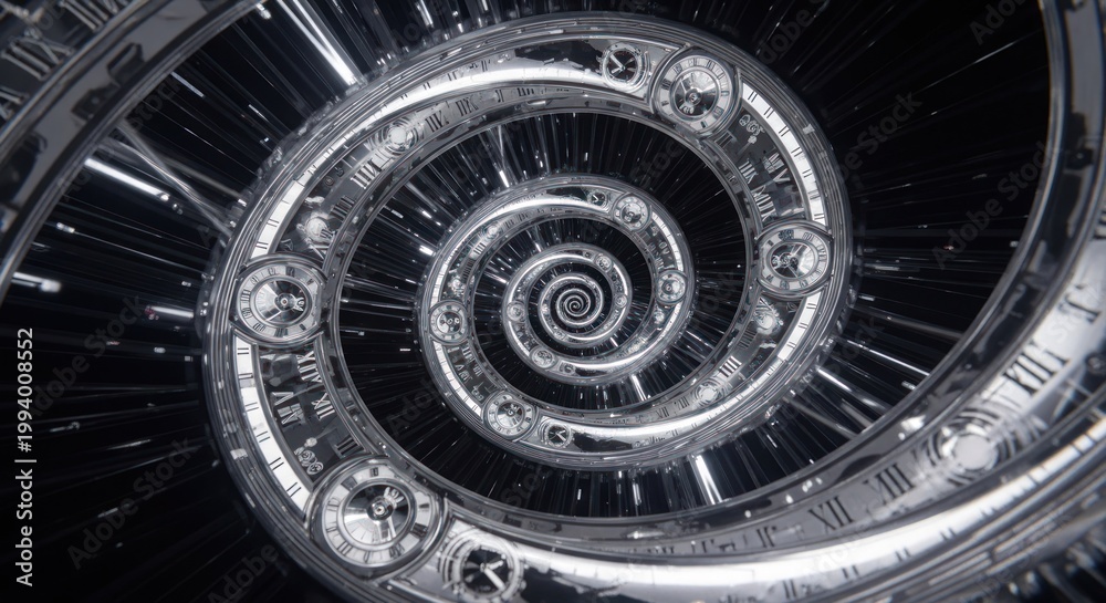 Naklejka premium Abstract Spiral Clockwork Infinite Time Tunnel.