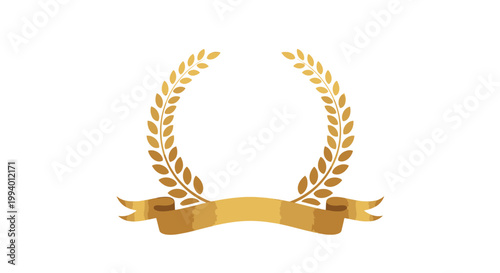 Golden laurel wreath award symbol.