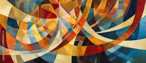 Colorful Tapestry of Swirling Geometric Lines and Abstract Forms