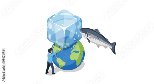 Conceptual Illustration of Global Warming and Climate Change Concerns.