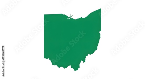 Green silhouette map of Ohio state on white background