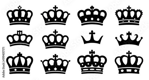 crown, royal, king, queen, silhouette, black, icon, symbol, luxury, regal, monarchy, jewel, emblem, prestige, authority, design, elegant