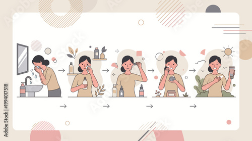 Group of diverse adults learning dental hygiene and brushing teeth together in a bright bathroom scene.