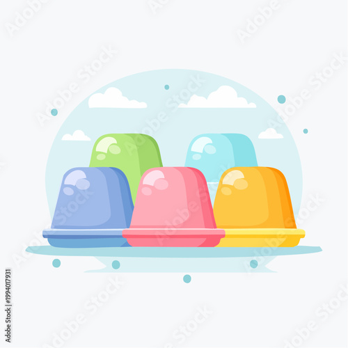 Colorful array of sweet gelatin desserts, a delightful treat for parties, snacks, and playful dessert moments