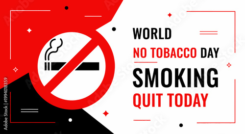 World No-Tobacco Day Banner Design Promoting Smoking Cessation and Public Health Awareness with a Clear Stop Smoking Symbol
