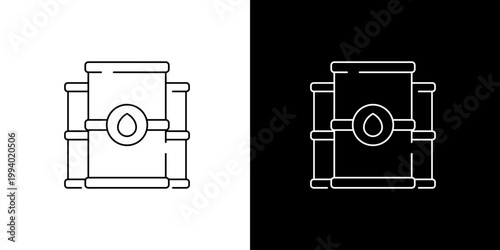 Industrial oil barrel icon for energy and fuel industry resources, symbol of crude oil storage and transport