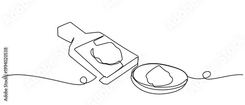 Wasabi Japanese food in Single continuous line drawing Editable stroke.
