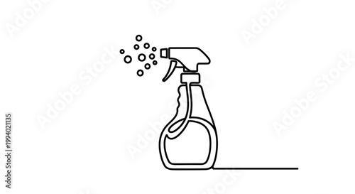 Isolated vector illustration of a plastic wine bottle and glass alongside a blue household cleaning spray bottle for domestic hygiene and liquid detergent storage