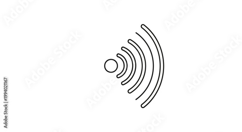 Abstract vector illustration of a 3d music background featuring wireless wifi technology icons and wavy communication signal lines for web network connection