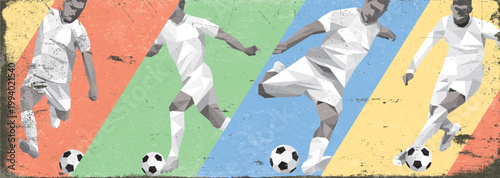 Quadro su tela Football vintage banner with scratches and grain texture